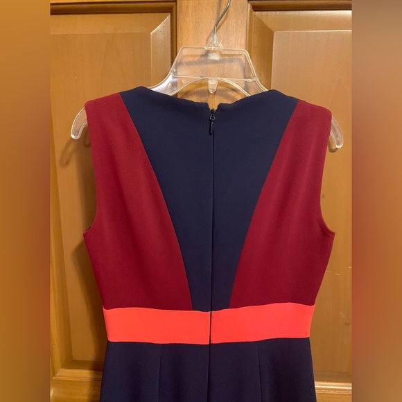 BCBGMaxAzria Navy, Burgundy and Orange Formal Floor-Length Dress - Picture 6 of 7